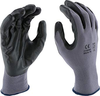 PIP® PosiGrip™ 713SNF Unisex General Purpose Gloves, Coated/Work, Foam Nitrile Palm, Nylon, Black/Gray, Knit Wrist Cuff, Foam Nitrile Coating, Resists: Abrasion and Cut, Unlined Lining, Seamless